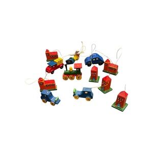 Vintage Handmade Christmas Ornaments Lot of‎ 12 German Folk Art Wooden Festive